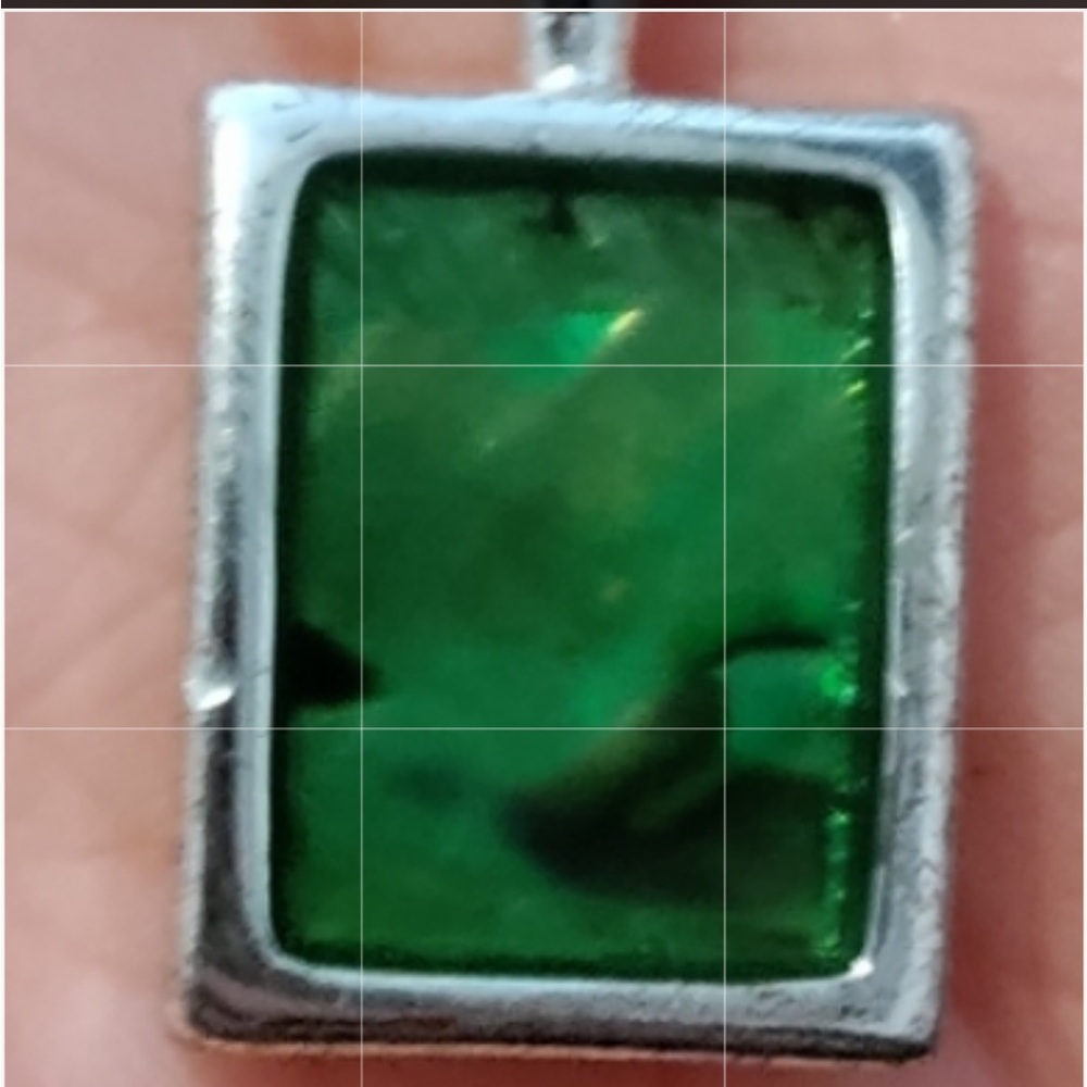 💰FREE add 1 to bundle Necklace Green rectangular Abalone Shell silver 18” chain